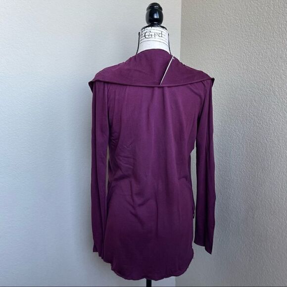 LA made Burgundy/ Plum Colored Duster Cardigan with Ruffles Size S - Picture 5 of 14